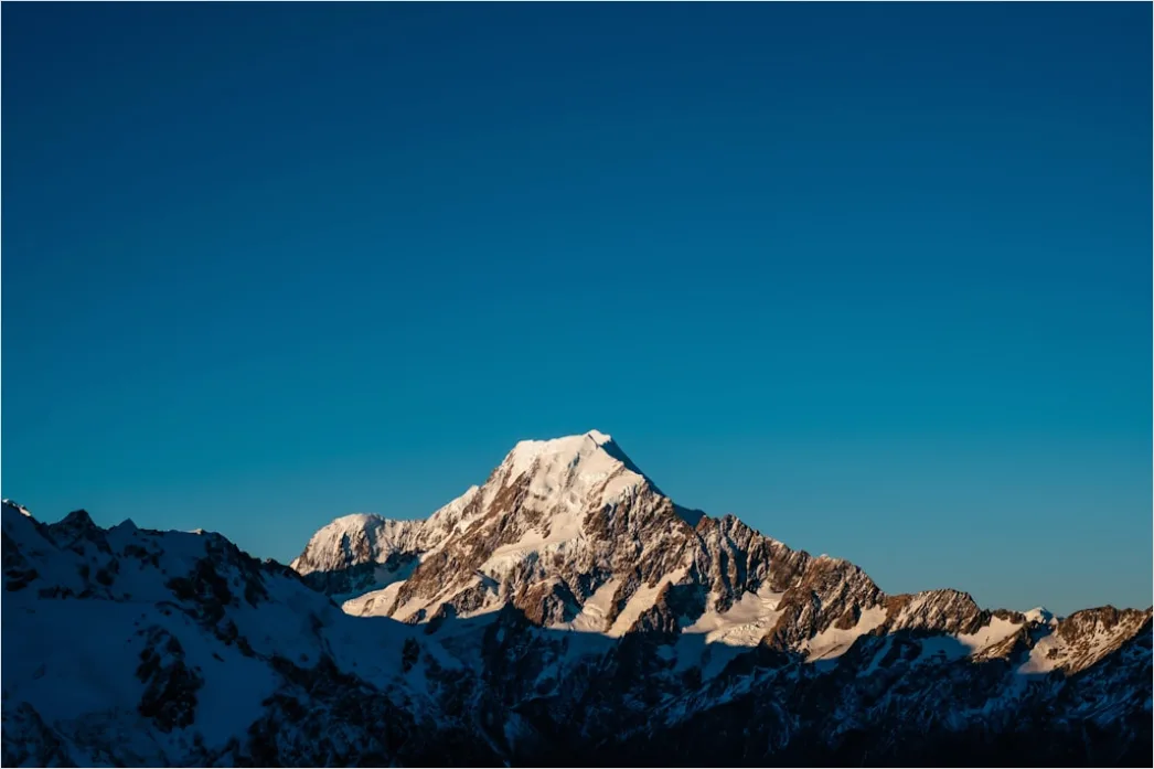 Detail Snowy Mountain Peak Sunrise View Number 4