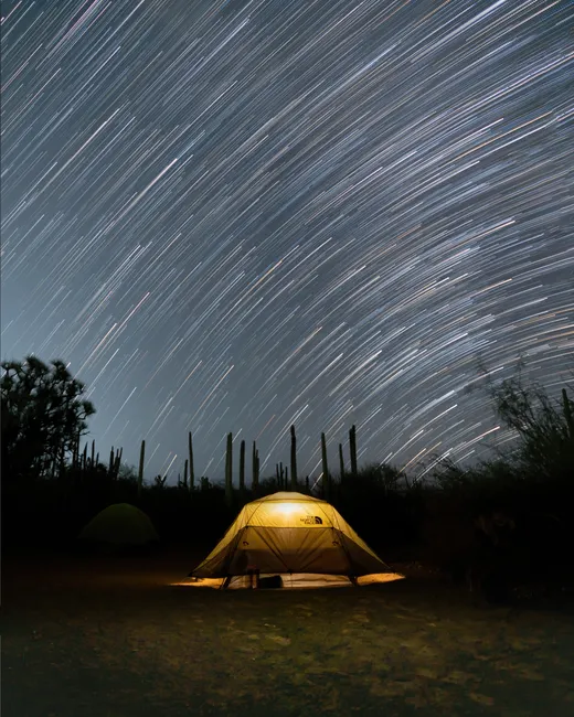 Detail Star Trails Desert Campsite Night Number 2
