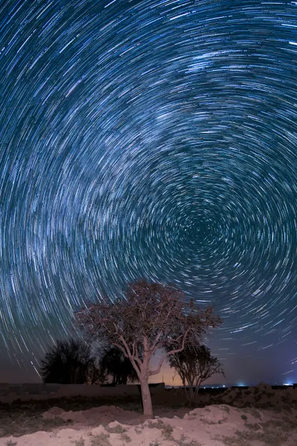 Detail Star Trails Desert Campsite Night Number 16