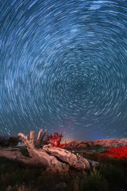 Detail Star Trails Desert Campsite Night Number 5