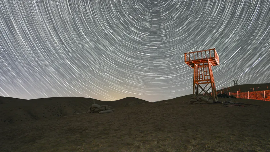Detail Star Trails Desert Campsite Night Number 6
