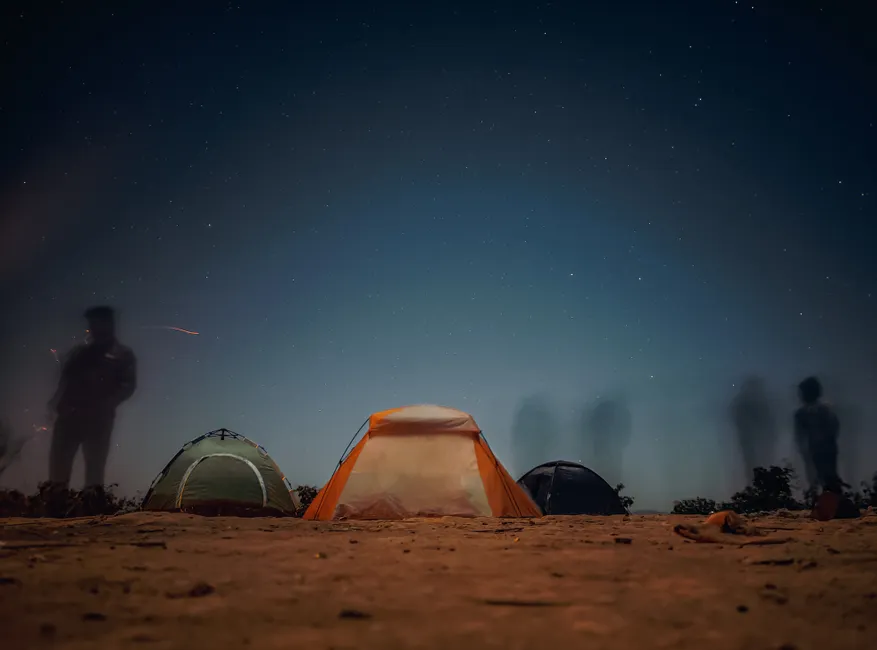 Detail Star Trails Desert Campsite Night Number 7