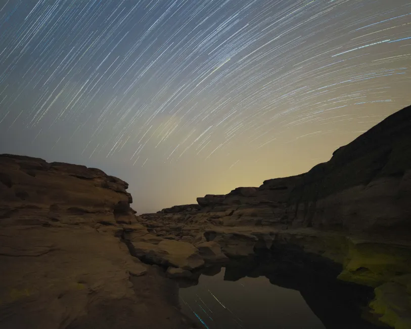 Detail Star Trails Desert Campsite Night Number 10