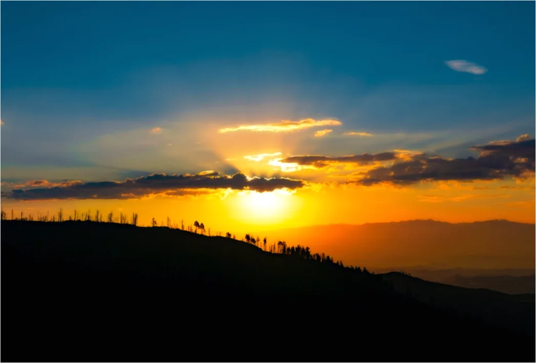 Detail Sunset Silhouette Traveler On Ridge Number 13