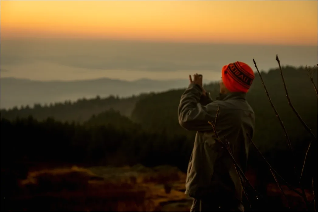 Detail Sunset Silhouette Traveler On Ridge Number 16