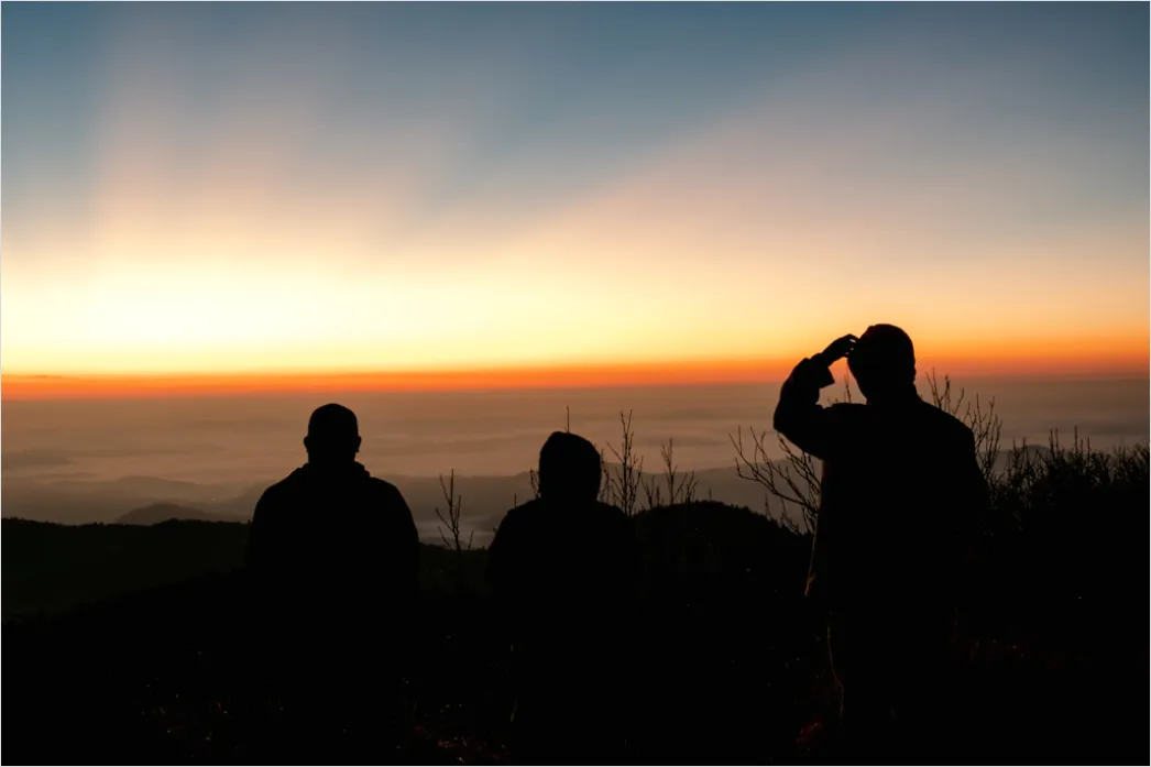 Detail Sunset Silhouette Traveler On Ridge Number 4
