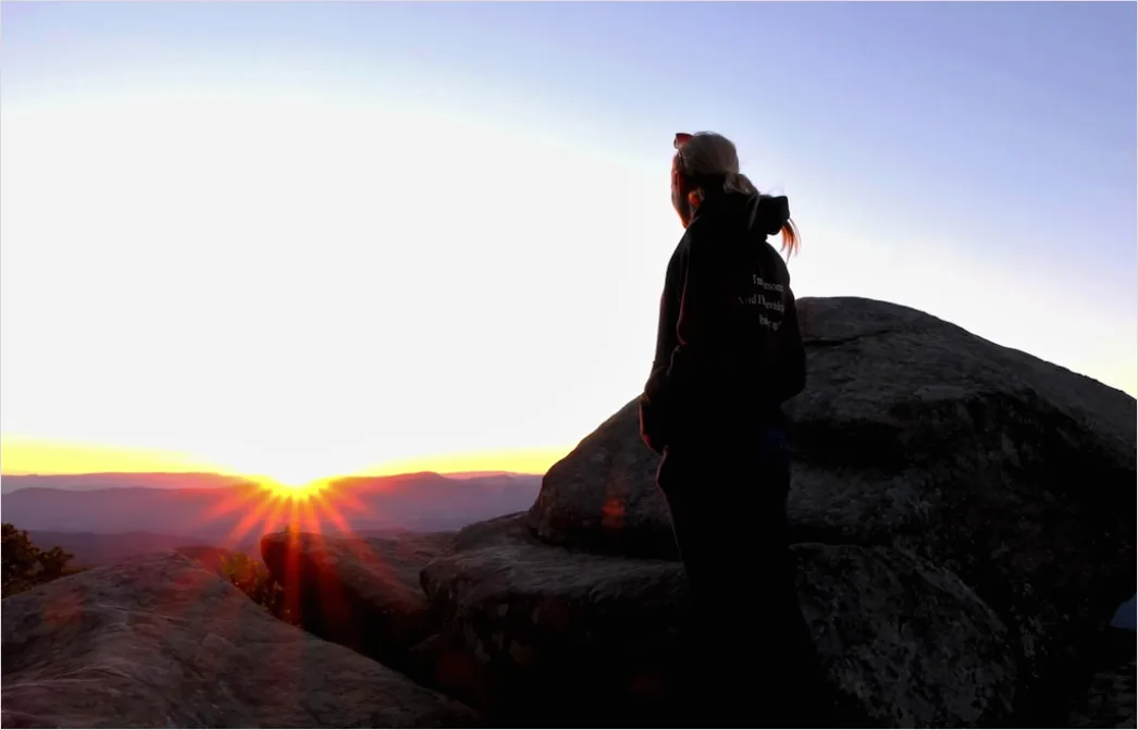Detail Sunset Silhouette Traveler On Ridge Number 5