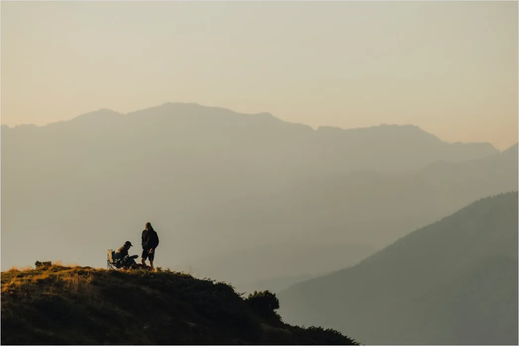 Detail Sunset Silhouette Traveler On Ridge Number 6