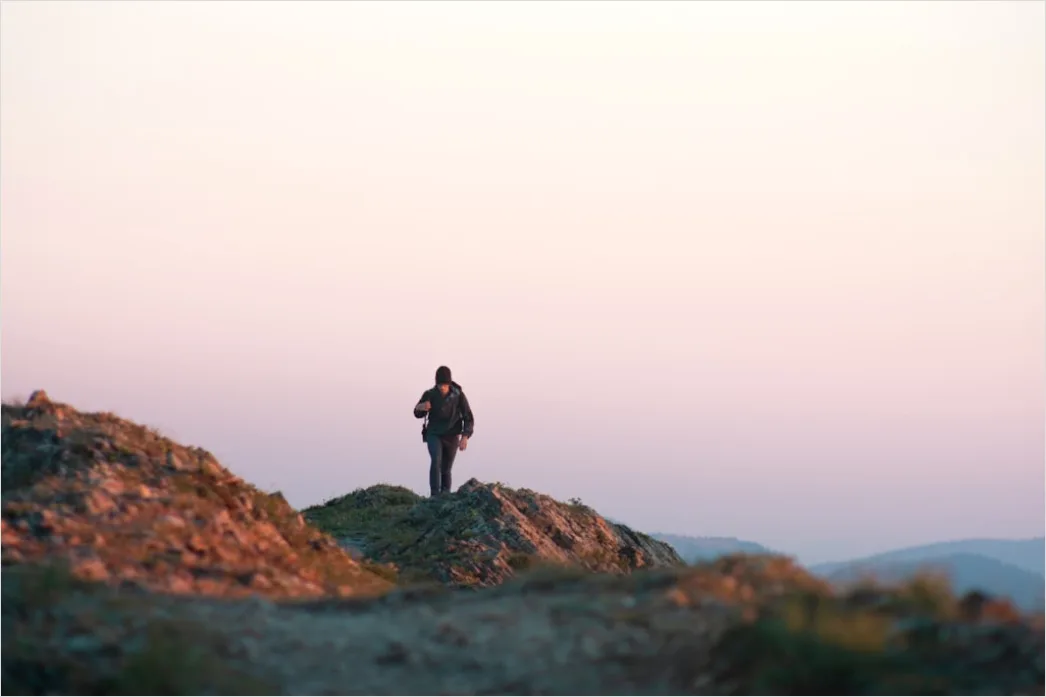 Detail Sunset Silhouette Traveler On Ridge Number 8