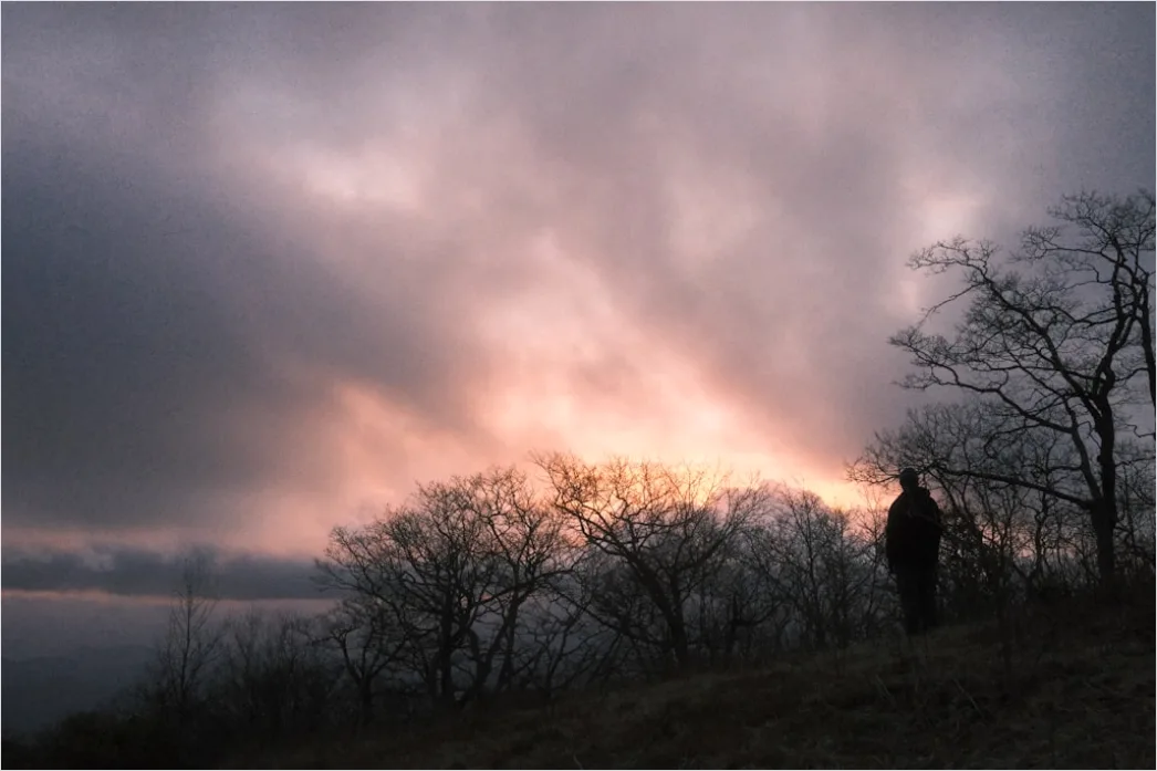 Detail Sunset Silhouette Traveler On Ridge Number 9