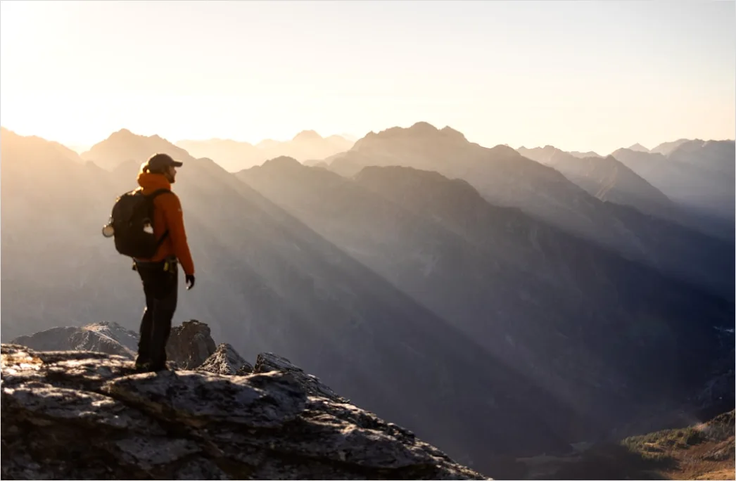 Detail Sunset Silhouette Traveler On Ridge Number 10