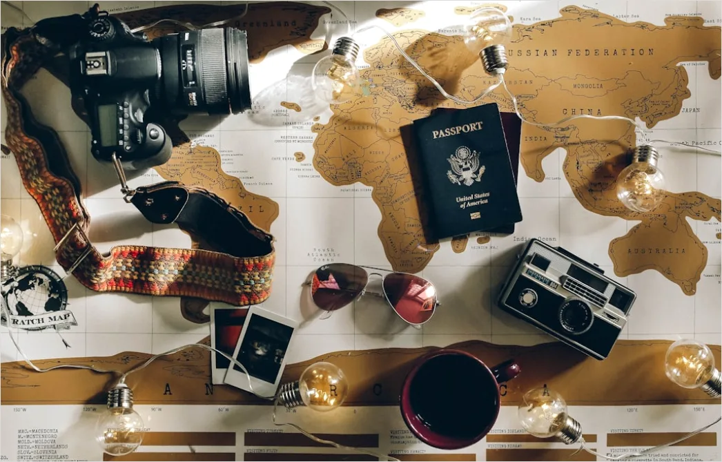 Detail Travel Flat Lay Camera Passport Number 2