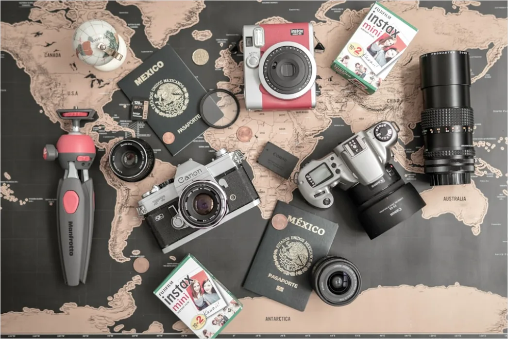 Detail Travel Flat Lay Camera Passport Number 15