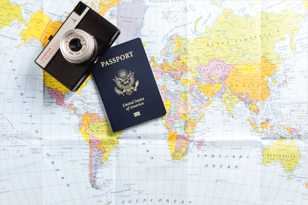 Detail Travel Flat Lay Camera Passport Number 3