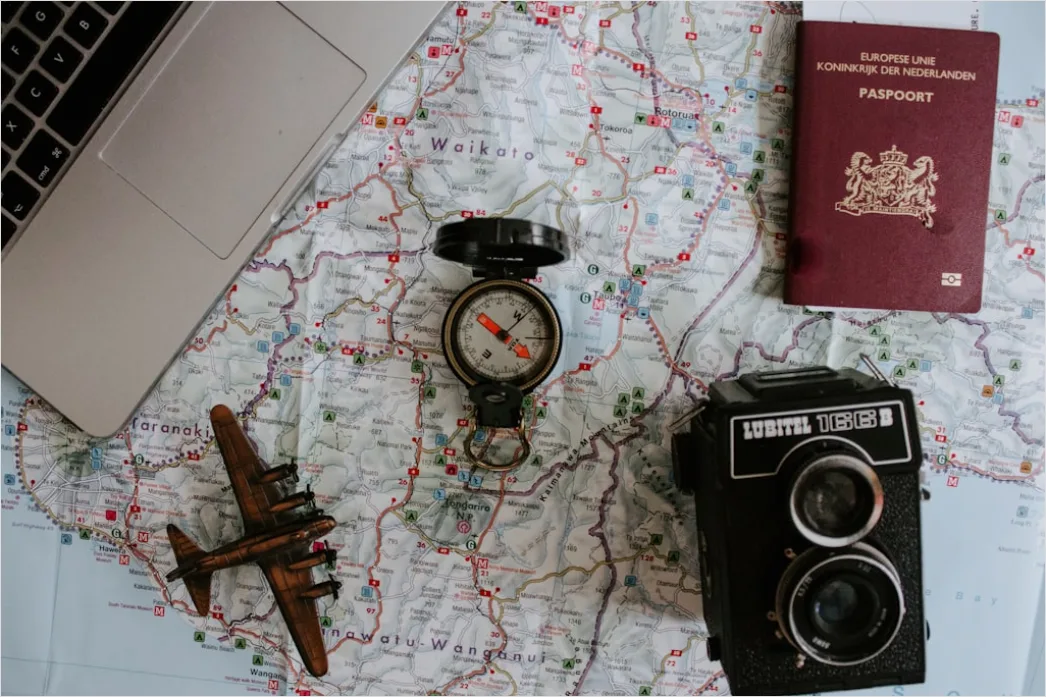 Detail Travel Flat Lay Camera Passport Number 4