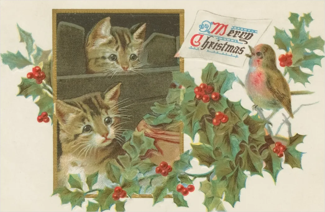 Detail Vintage Christmas Postcard Design Number 2