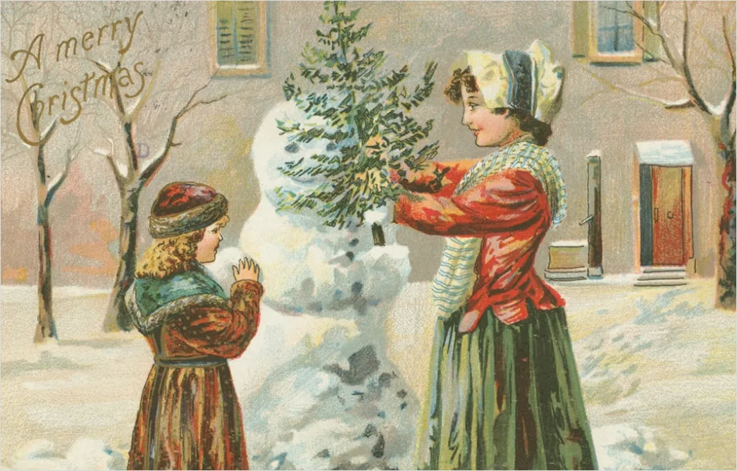 Detail Vintage Christmas Postcard Design Number 12