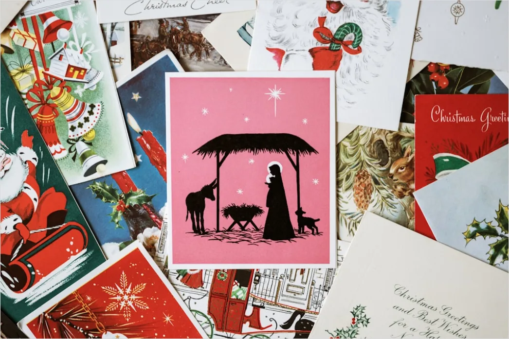 Detail Vintage Christmas Postcard Design Number 14