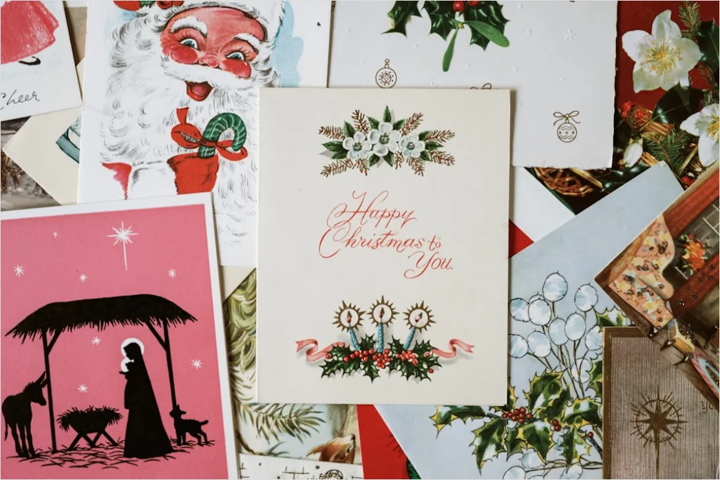 Detail Vintage Christmas Postcard Design Number 15