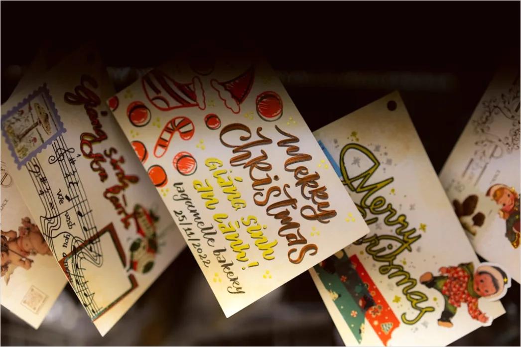 Detail Vintage Christmas Postcard Design Number 16