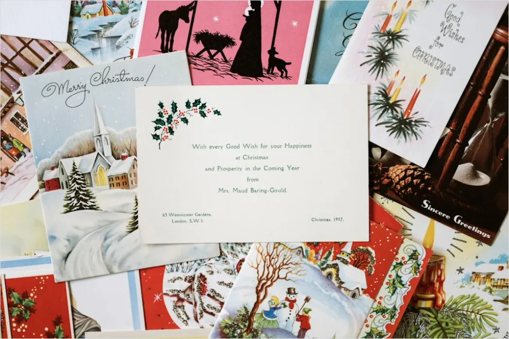 Detail Vintage Christmas Postcard Design Number 19