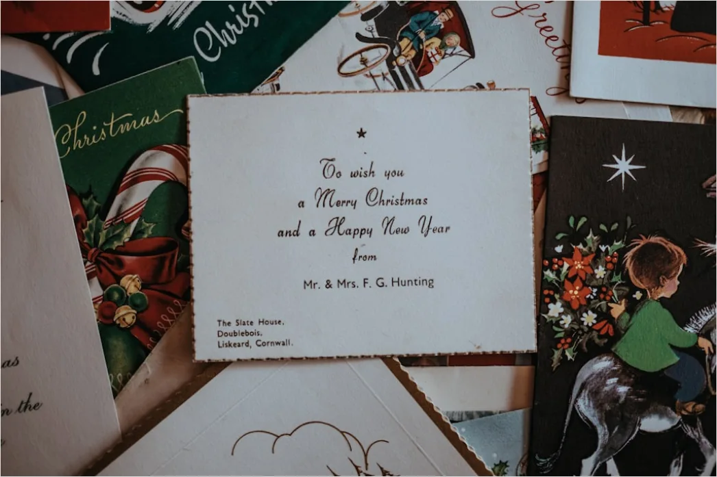 Detail Vintage Christmas Postcard Design Number 5