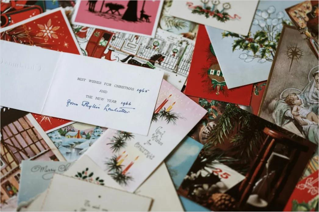 Detail Vintage Christmas Postcard Design Number 6