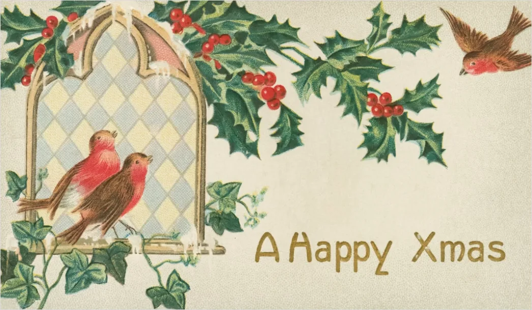 Detail Vintage Christmas Postcard Design Number 9
