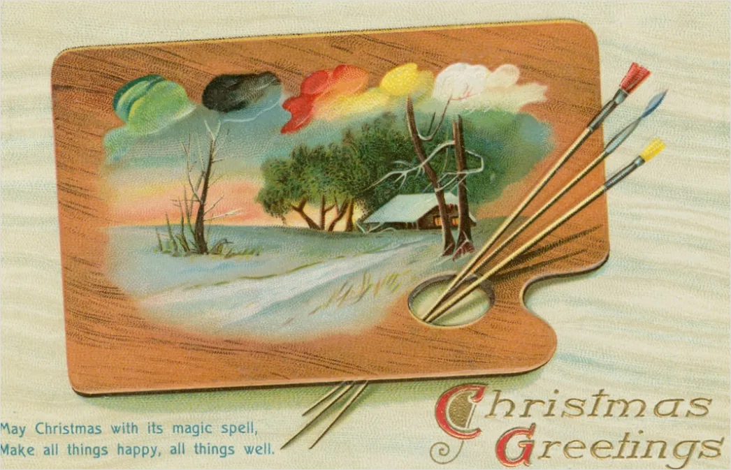 Detail Vintage Christmas Postcard Design Number 10