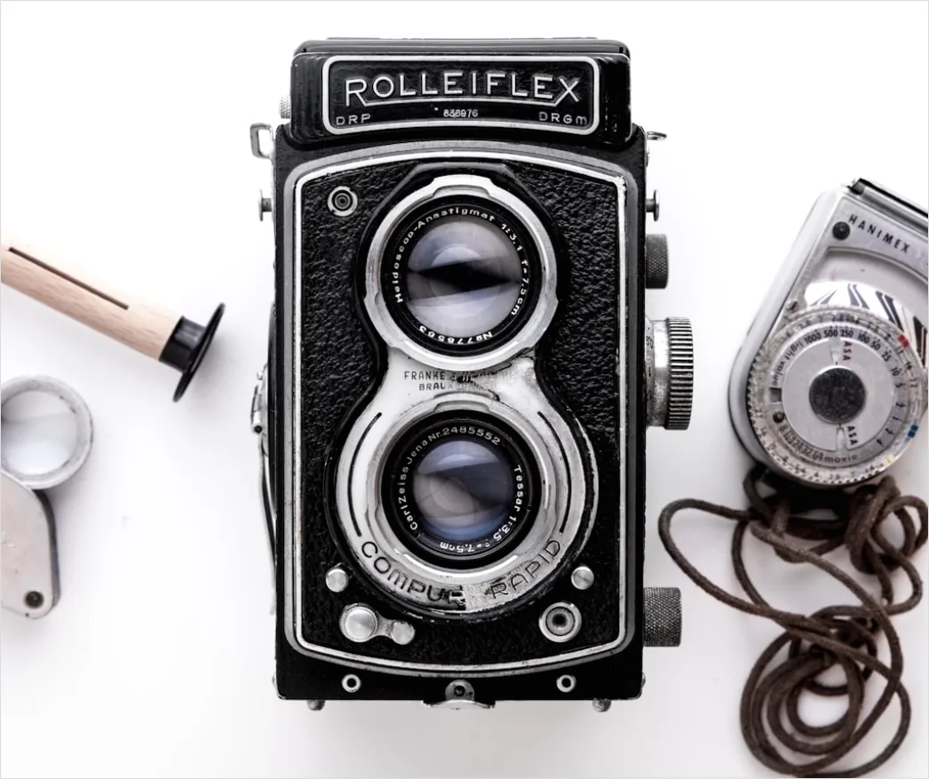 Detail Vintage Film Camera Flat Lay Number 15