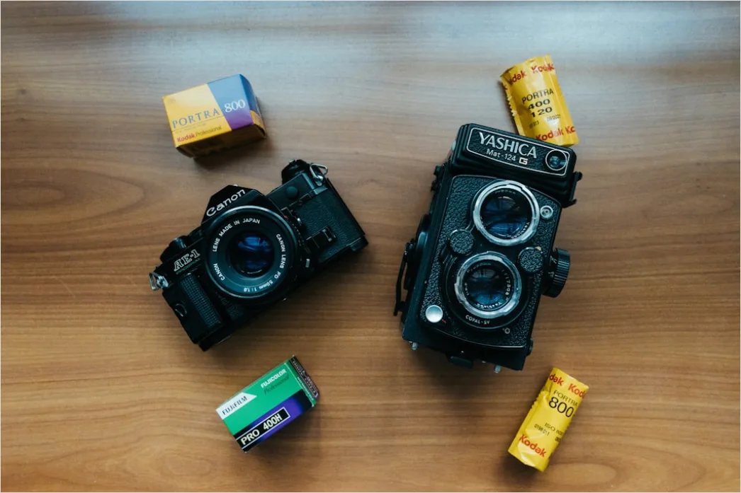 Detail Vintage Film Camera Flat Lay Number 16