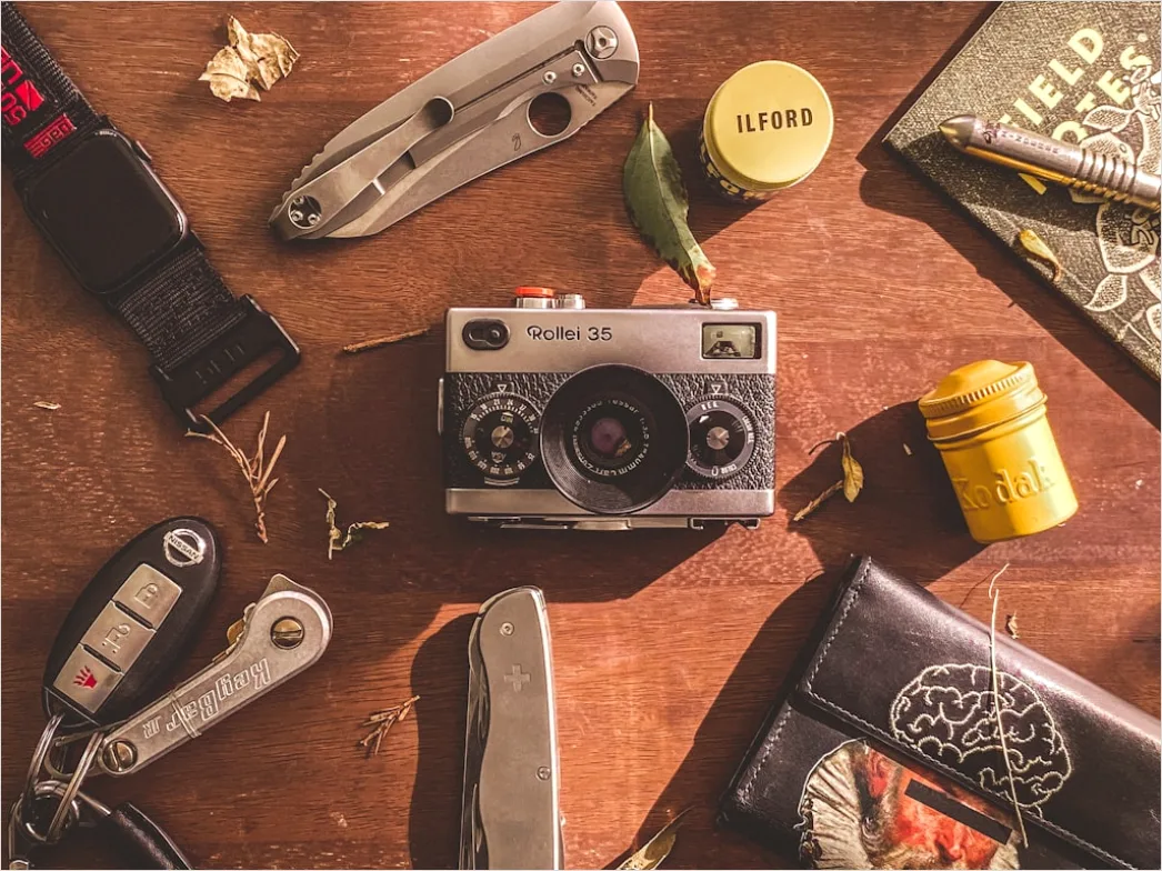 Detail Vintage Film Camera Flat Lay Number 19