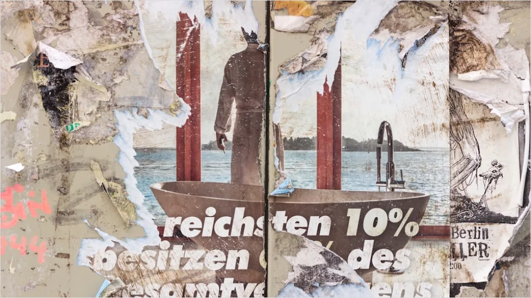 Detail Vintage Torn Paper Collage Number 17