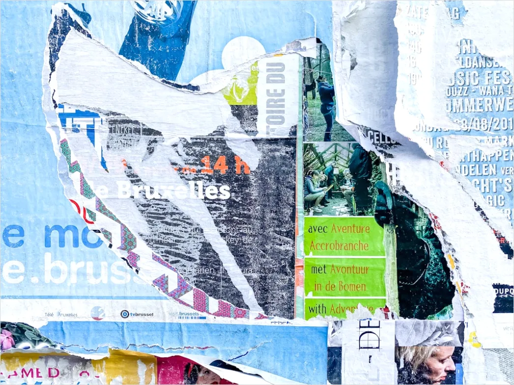 Detail Vintage Torn Paper Collage Number 19