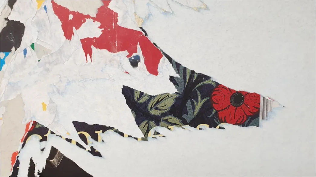 Detail Vintage Torn Paper Collage Number 6