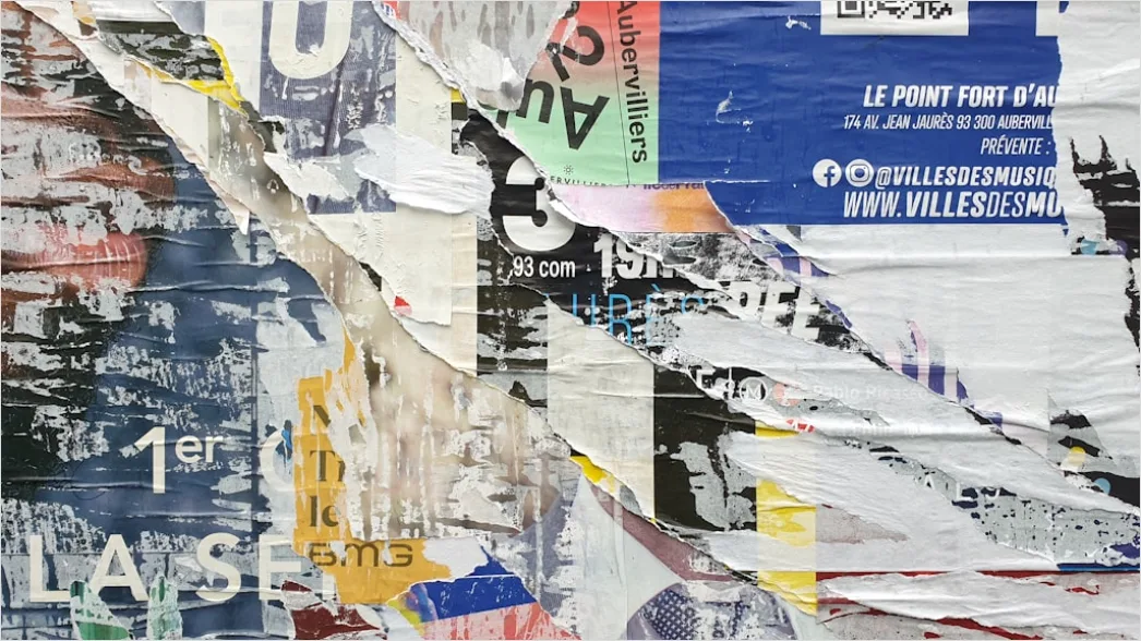 Detail Vintage Torn Paper Collage Number 9