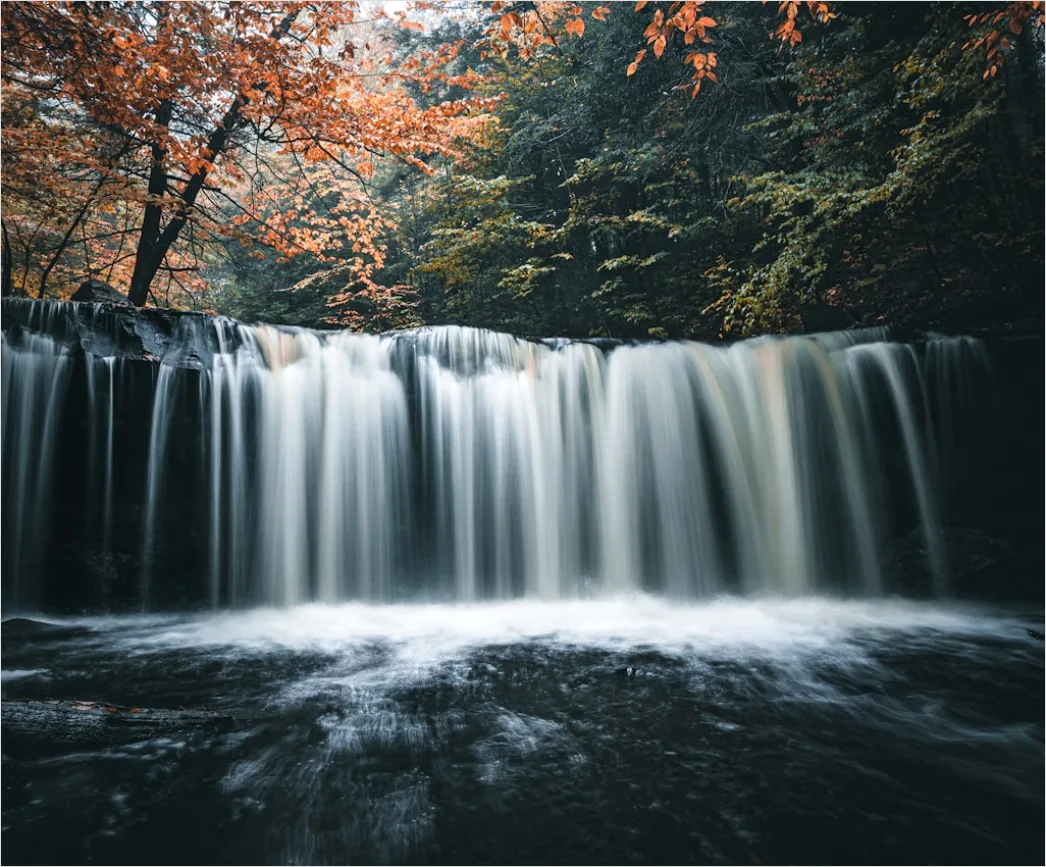 Detail Waterfall Long Exposure Forest Scene Number 2