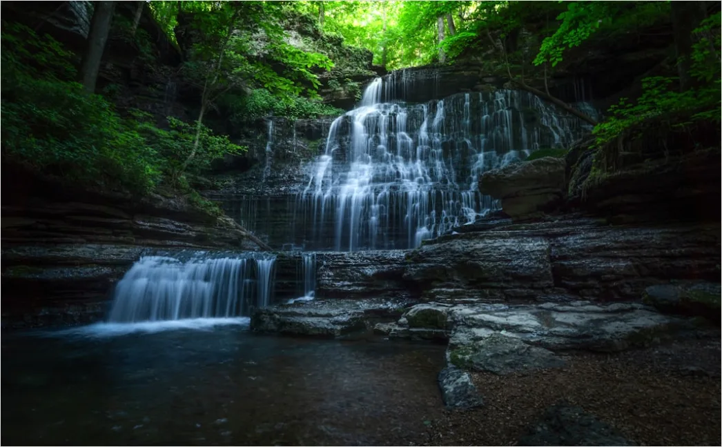 Detail Waterfall Long Exposure Forest Scene Number 3